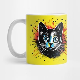 expressionist black cat design for cat owner gift Mug